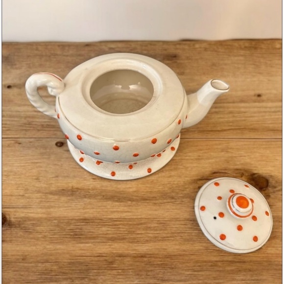 Polka Dot Teapot with Orange Accents - Picture 2 of 4